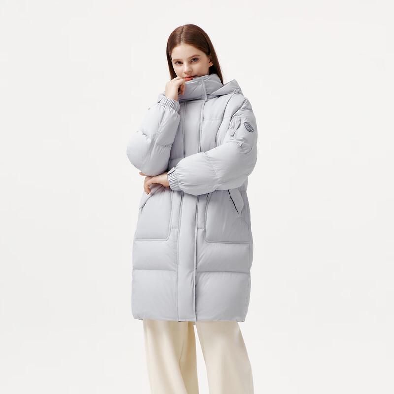 Tanboer Women's Mid-Length Down Jacket with Detachable Hood