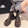 Black British Platform Martin Boots Women's 2025 New Summer Retro Small Man Height Increase and Thin Short Boots
