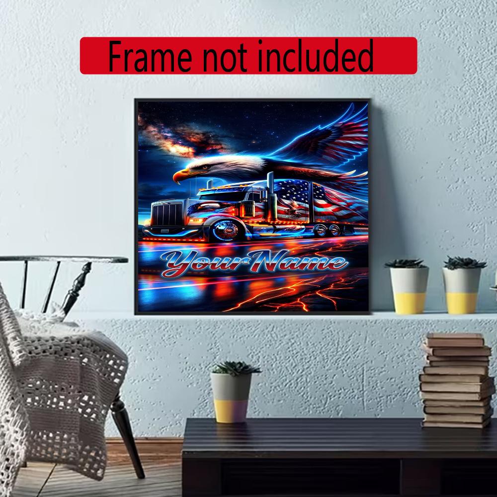 Peterbilt Heavy Trucks Customize Your Name Diamond Painting Round Diamond Diy Frameless Holiday Artwork Suitable For Home Office Wall Decoration