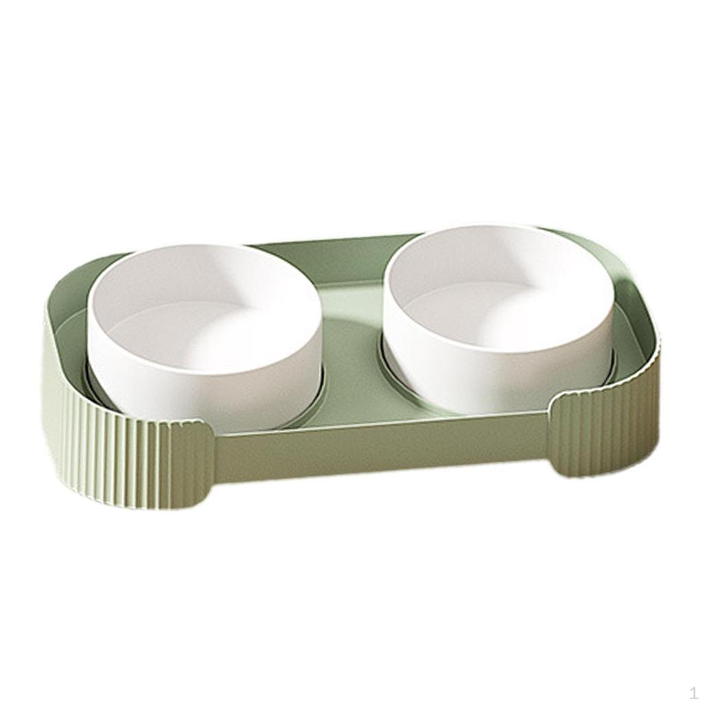 Ceramic Cat Bowls Set for Food and Water, Elevated Design Cats Puppies
