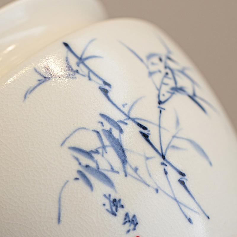 500ML Hand-painted Bamboo Jianshui Washing Cup Bowl Soda Glazed Tea Dust Cylinder Barrel Tea Residue Bucket Chaxi For Tea Craft