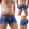 Herren-Boxershorts im Jeans-Imitat, 3D-bedruckte Boxershorts, mittelhoher elastischer Bund, beidseitige Verstärkung