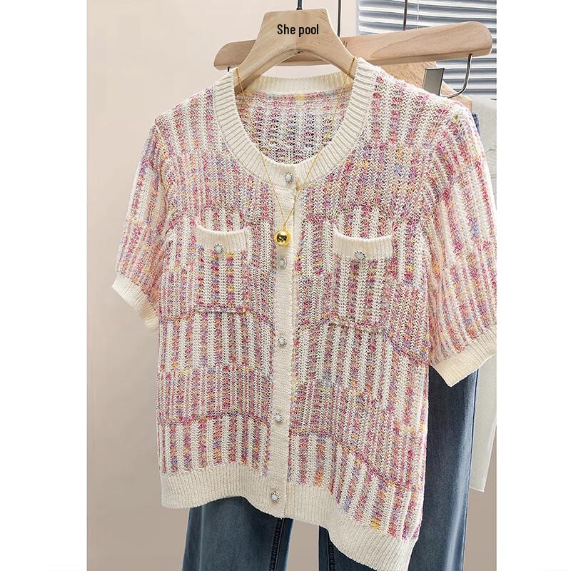 She Chi Gentle Style Color-block Slim Fit Knit Top L