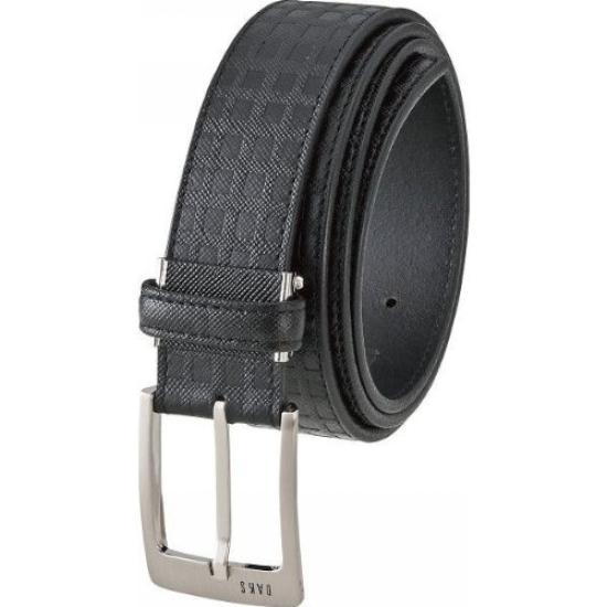 [DAKS] Shadow Check Leather Belt, Pin Type, BusinessCasual, Free Size (up to 100cm) (Black)