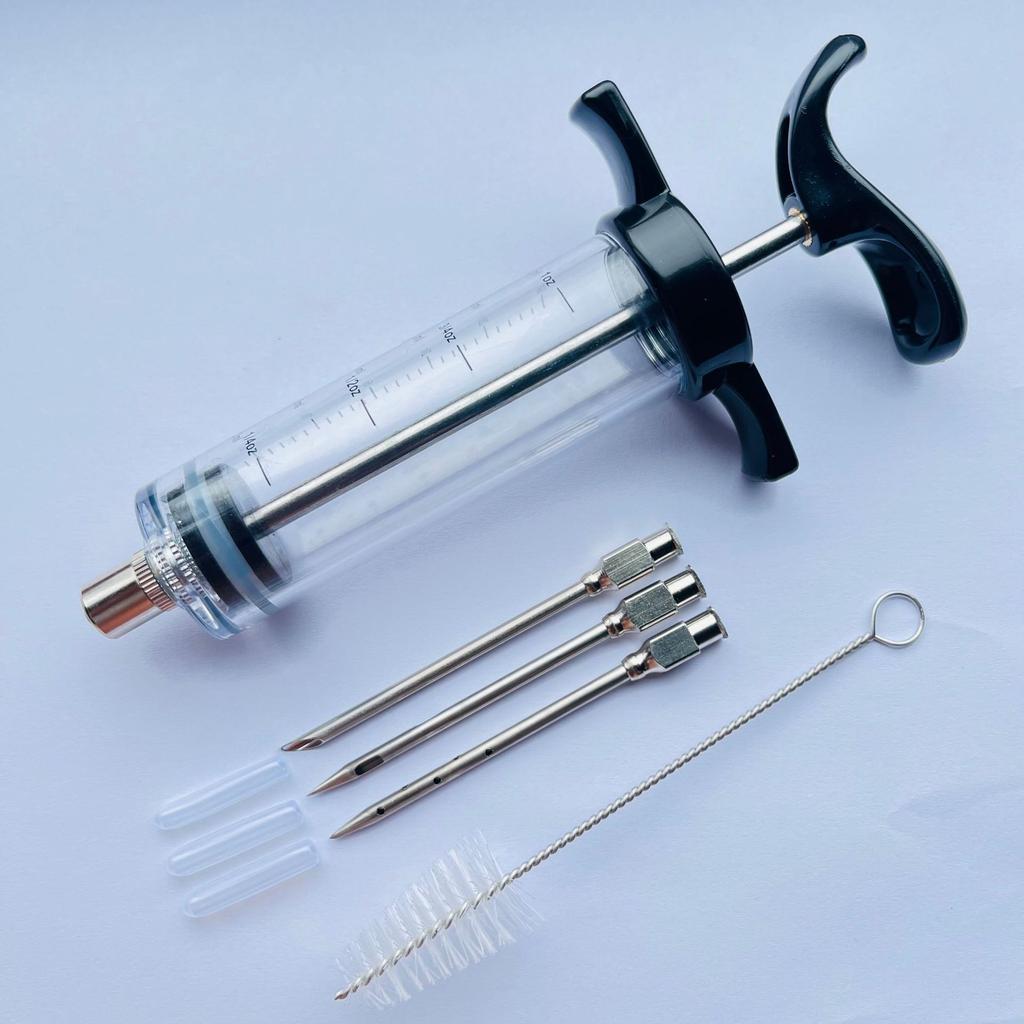 Food Grade PP Stainless Steel Needles Spice Syringe Set BBQ Meat Flavor Injector Kitchen Sauce Marinade Syringe Accessory