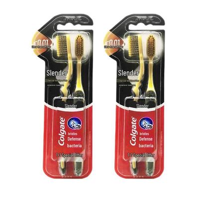 Slim Soft Charcoal Gold Toothbrush 2-Pack