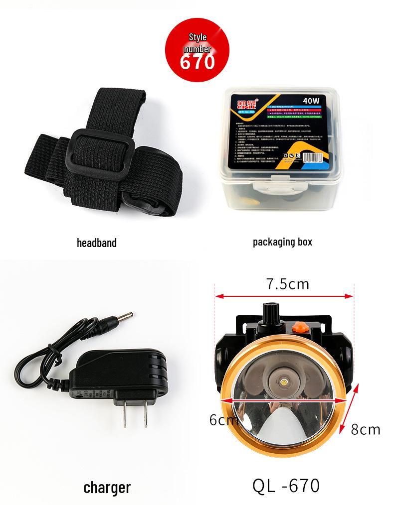 Rechargeable Lightweight LED Headlamp for Night Fishing – High Brightness, Dimmable, Lithium Battery-Powered.