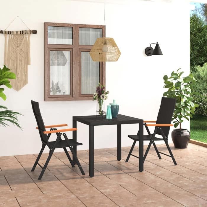 VidaXL Ensemble de Salle à Manger de Jardin 3 pcs Salon de Jardin Ensemble à Dîner de Patio Table et Chaises de Terrasse 3060082
