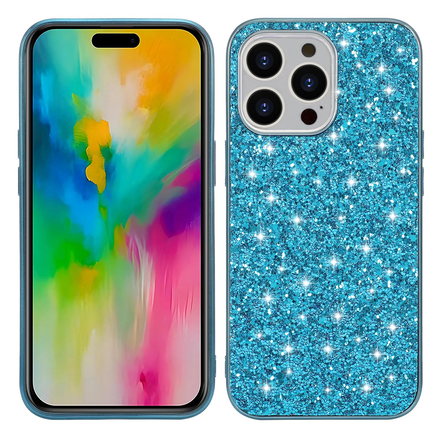 For iPhone 16 Pro Case TPU + PC Sparkling Glitter Phone Back Cover A