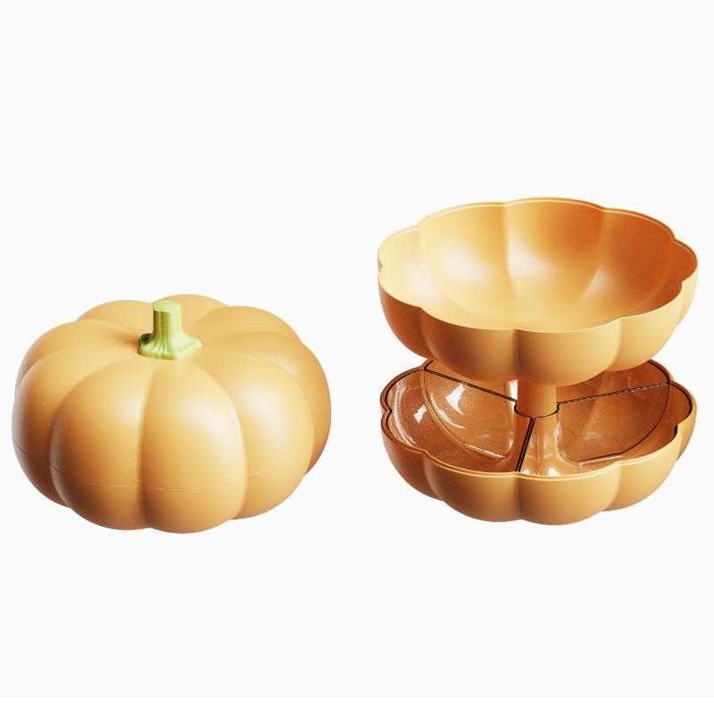 1 PCS Pumpkin Compartmented Fruit Tray 360 Degree Rotating Stackable Fruit Tray Home New Year Halloween Candy Box