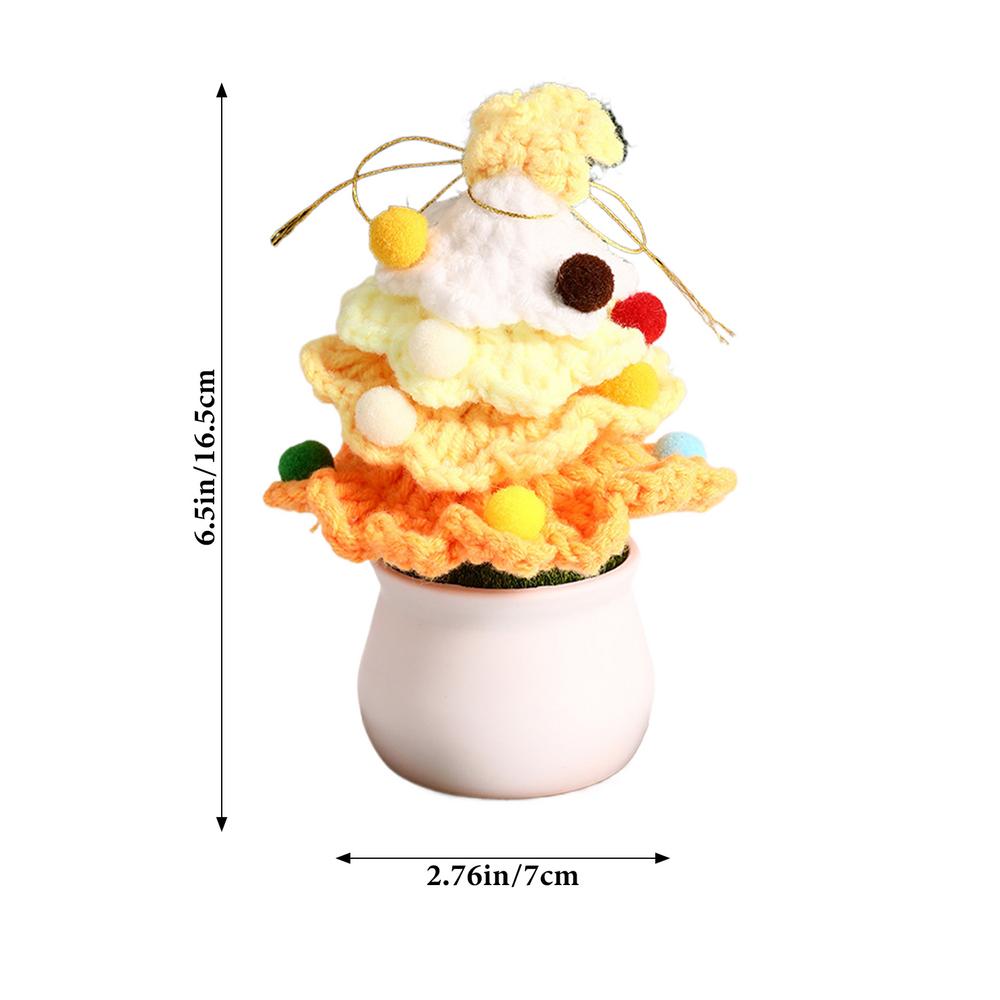 Knitted Christmas Tree  Portable Crochet Flowers Creative Knitted Ornament Handmade Artificial Flowers Crochet Christmas Decor