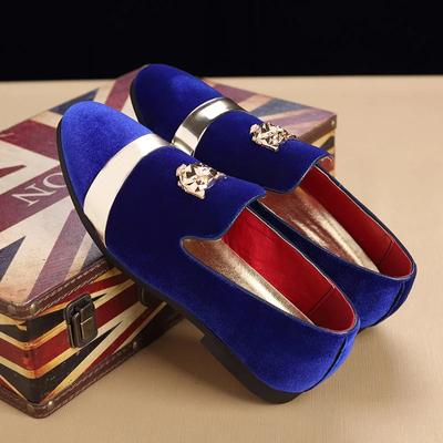 Fashion Men Dress Shoes Wedding Party Shoes Loafers Fashion Tiger Gold Metal Men Flats Comfortable