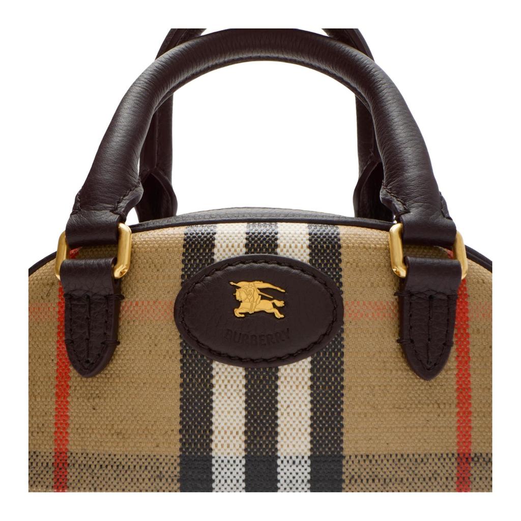 Burberry Classic Logo Cuffed Handle Cotton Mini Crossbody Tote Bag Women handbags Beige 81152811