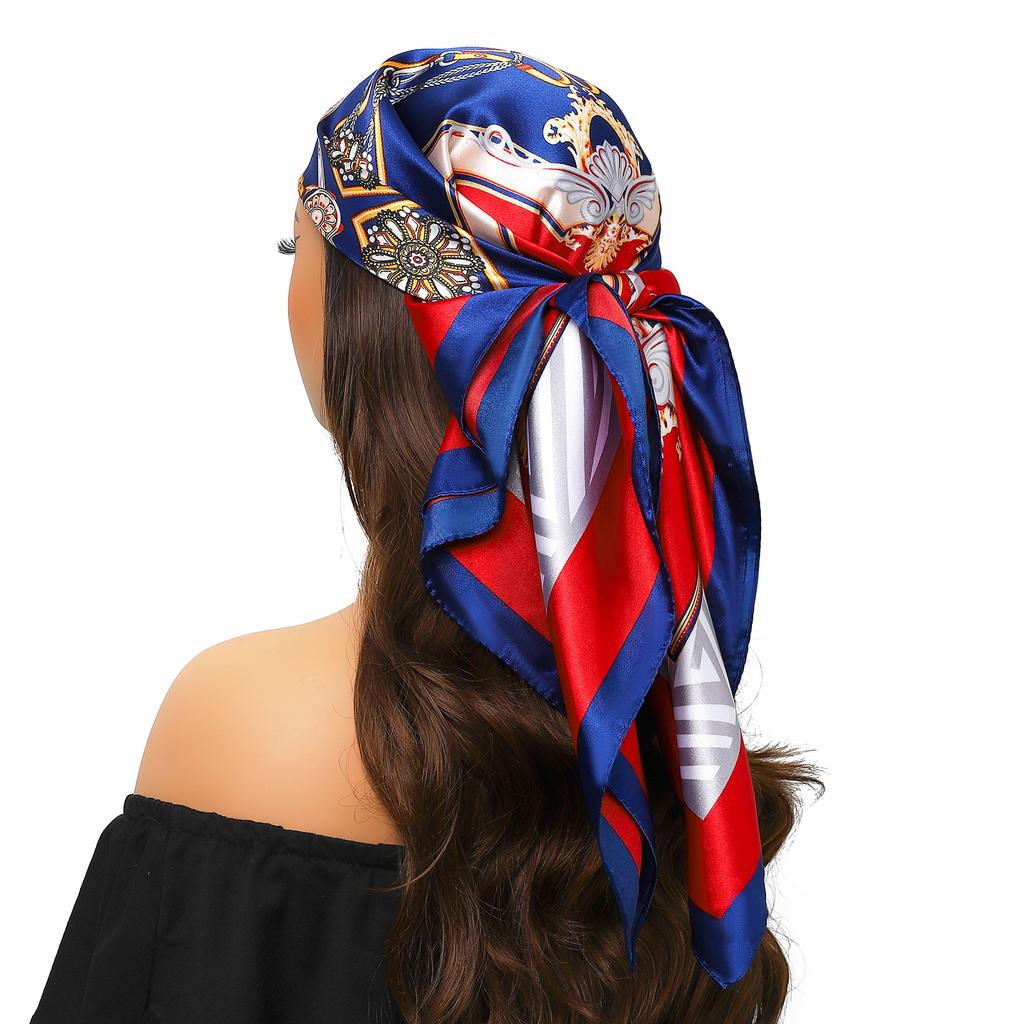 Silk Scarves Women Luxury Brand Summer Fashion Designer Head/Hair Scarf 90*90cm Hijab Bandana Cheveux Foulard Femme 90X90CM