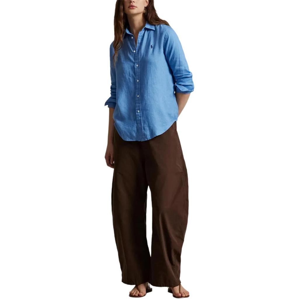Polo Ralph Lauren Long Sleeve Linen Shirt With Buttoned Collar Women shirts 211970730-510