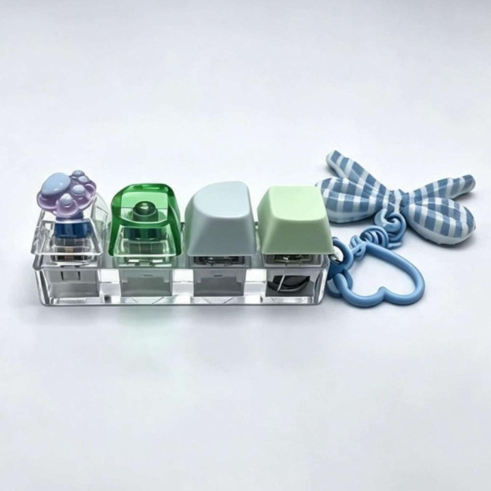 Colorful 4-Button Keyboard Keychain Clickable Mechanical Keyboard Fingertip Pendant  Gift