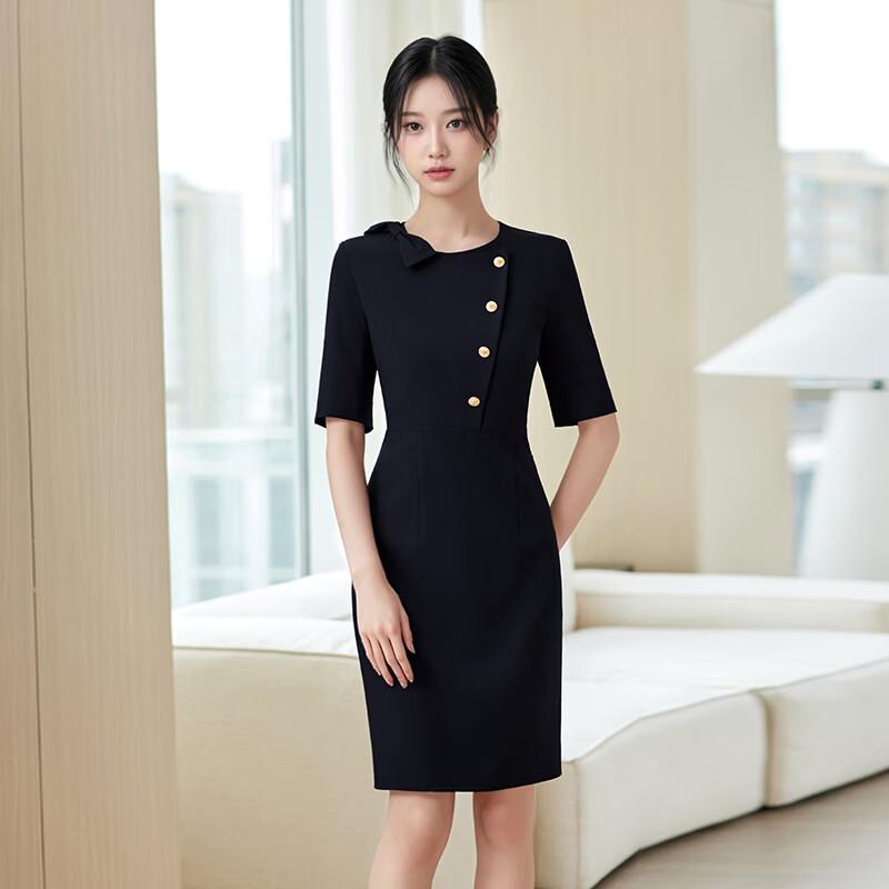 Women s Stewardess Style Professional Short Sleeve Dress 3XL