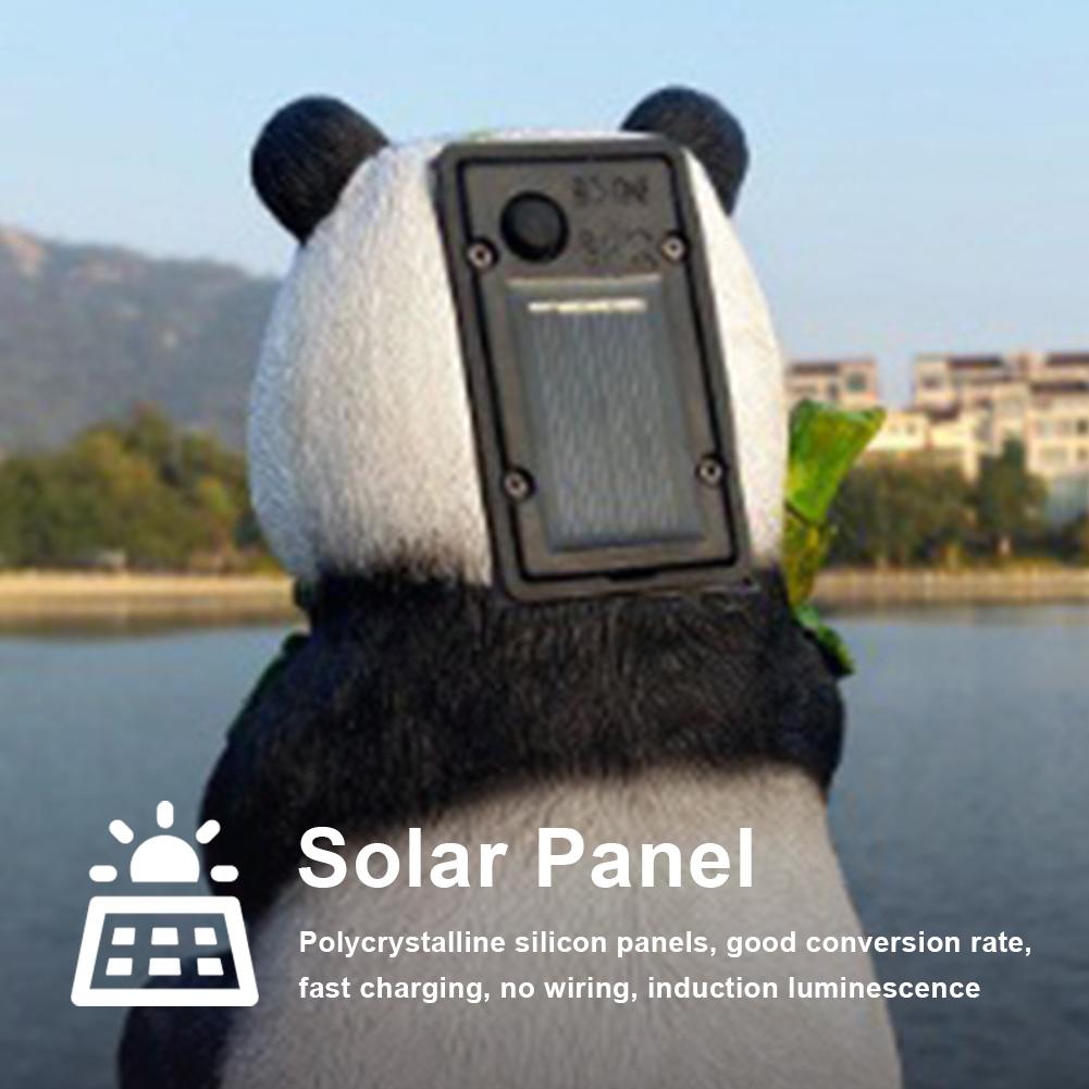 Panda Statue Solar Light Waterproof Bamboo Statues Cute Sculptures Figurine Indoor Outdoor Porch Patio Lawn Yard Decoration