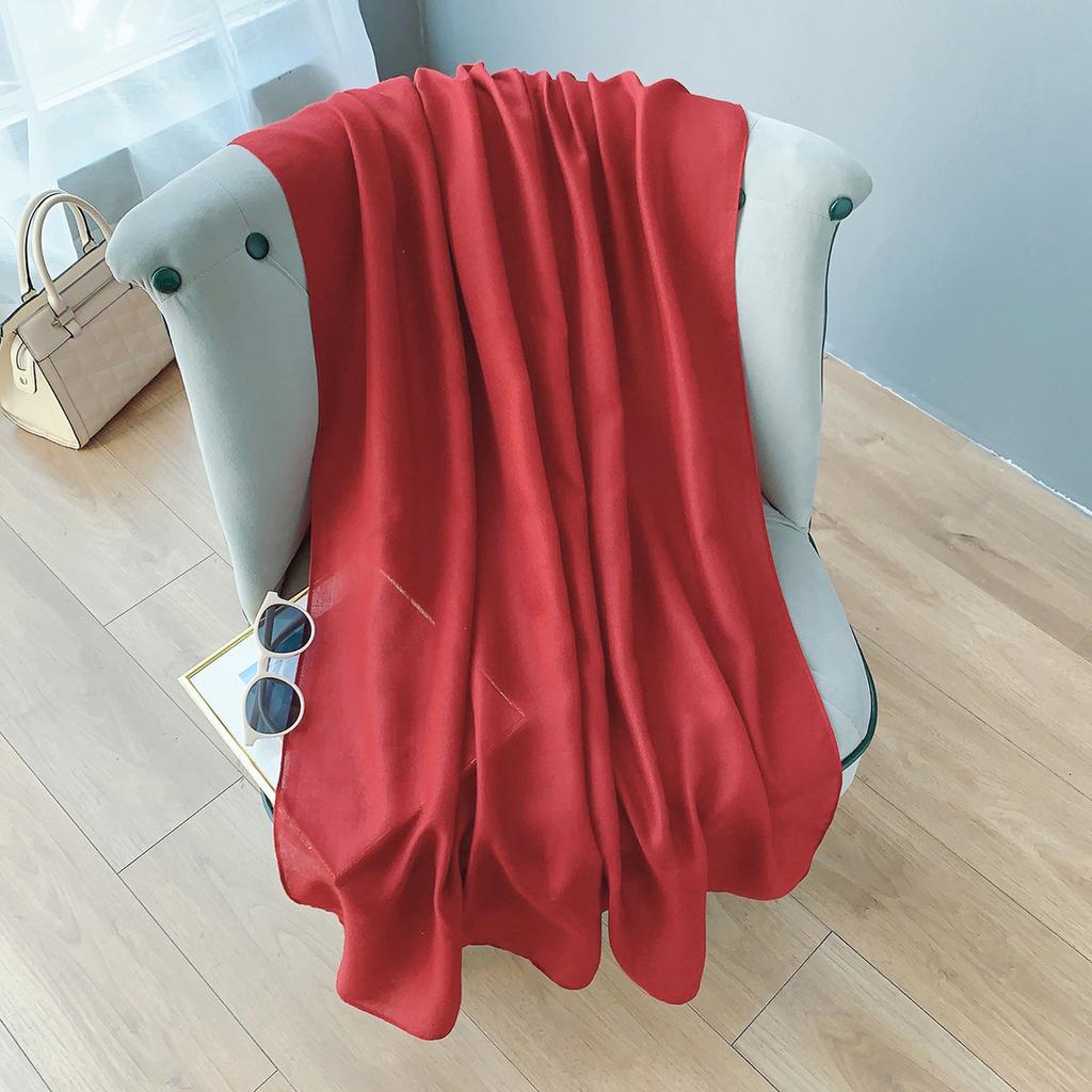 Cotton And Linen Scarf Women'S Literary And Artistic Long Solid Color Shawl Thin Versatile Neck Protection Silk Scarf Air Conditioner Outside The Room