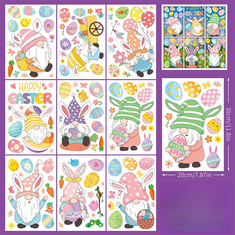 

Новый Пасхальный Кролик Пасхальное Яйцо Изоляция статические наклейки стекло окна дверь холодильник украшение A