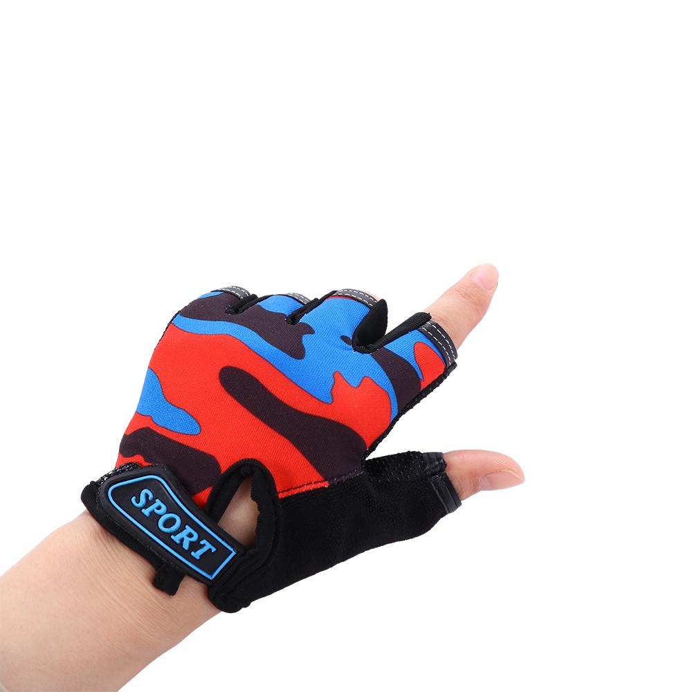 Skating Half Finger Golves Children Cycling Gloves Riding Equipment Camouflage Bike Mittens