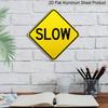 2D Flat, 1pc, "SLOW" Aluminum Warning Sign, Heavy Duty Weatherproof Metal Plaque, Slow Down Traffic Control Sign for Driveway, Street, Neighborhood