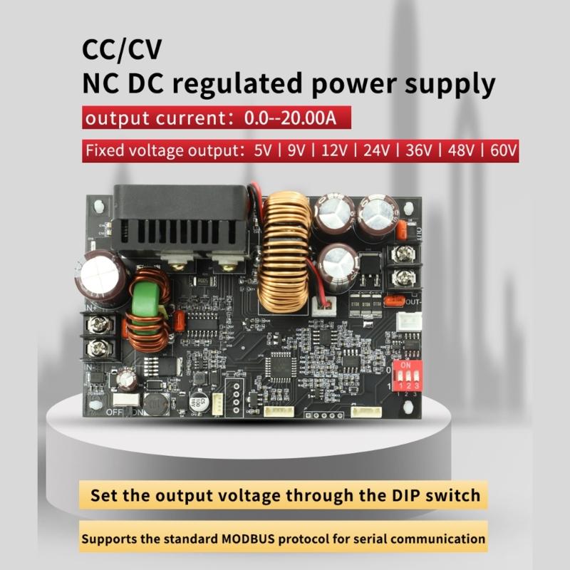 DC Buck Module,Adjustable Buck Converter Step Down Voltage-Regulator 6-70V to 0-60V 20A LCD Power Supply