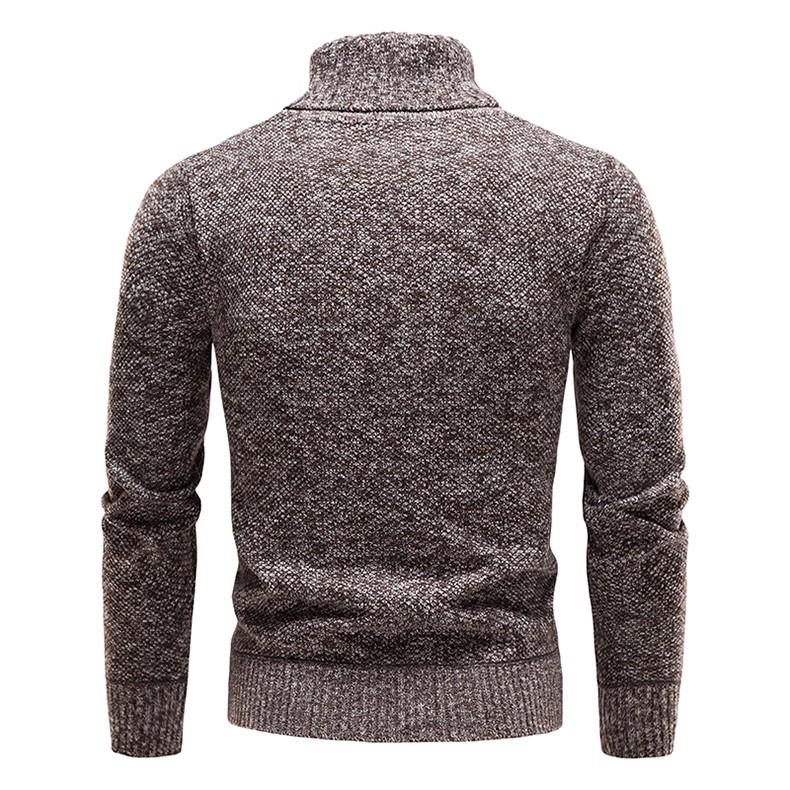 Men's Autumn Winter Plus Velvet Thick High Neck Sweater: European American Fashion Long Sleeve Warm Knitwear Pullover.