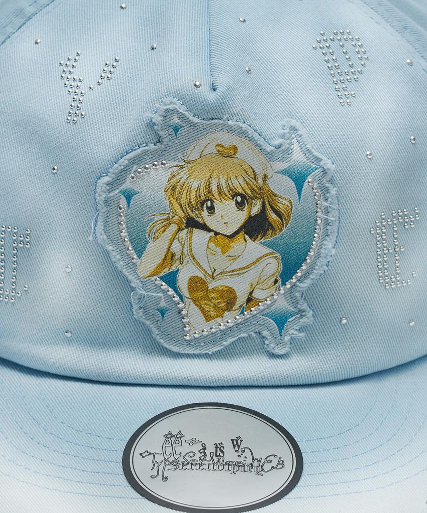 Taibseobiseu Girl Hotfix Washed Cap [Blue]