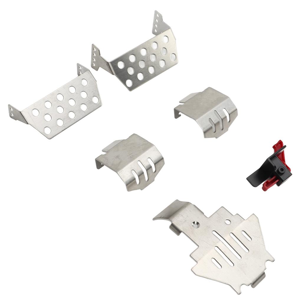 6pcs RC Car Chassis Armor ESC Reset Switch Stainless Steel RC Armor Chassis Guard Plate for Traxxas 1/10 RC Car