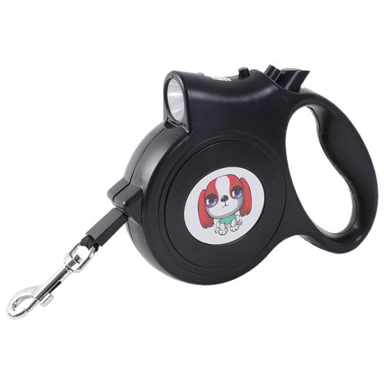 Guinzaglio per animali domestici auto-avvolgente da 5 m con manico antiscivolo, torcia a LED e motivo cartone animato, guinzaglio da passeggio per animali domestici, cuccioli e gatti, forniture per animali domestici