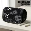 1pc Double Layer Flip Pencil Case, Football Art, Large Capacity, Portable Polyester Pen Storage Bag with Zipper Closure, Ideal for School & Office Sup