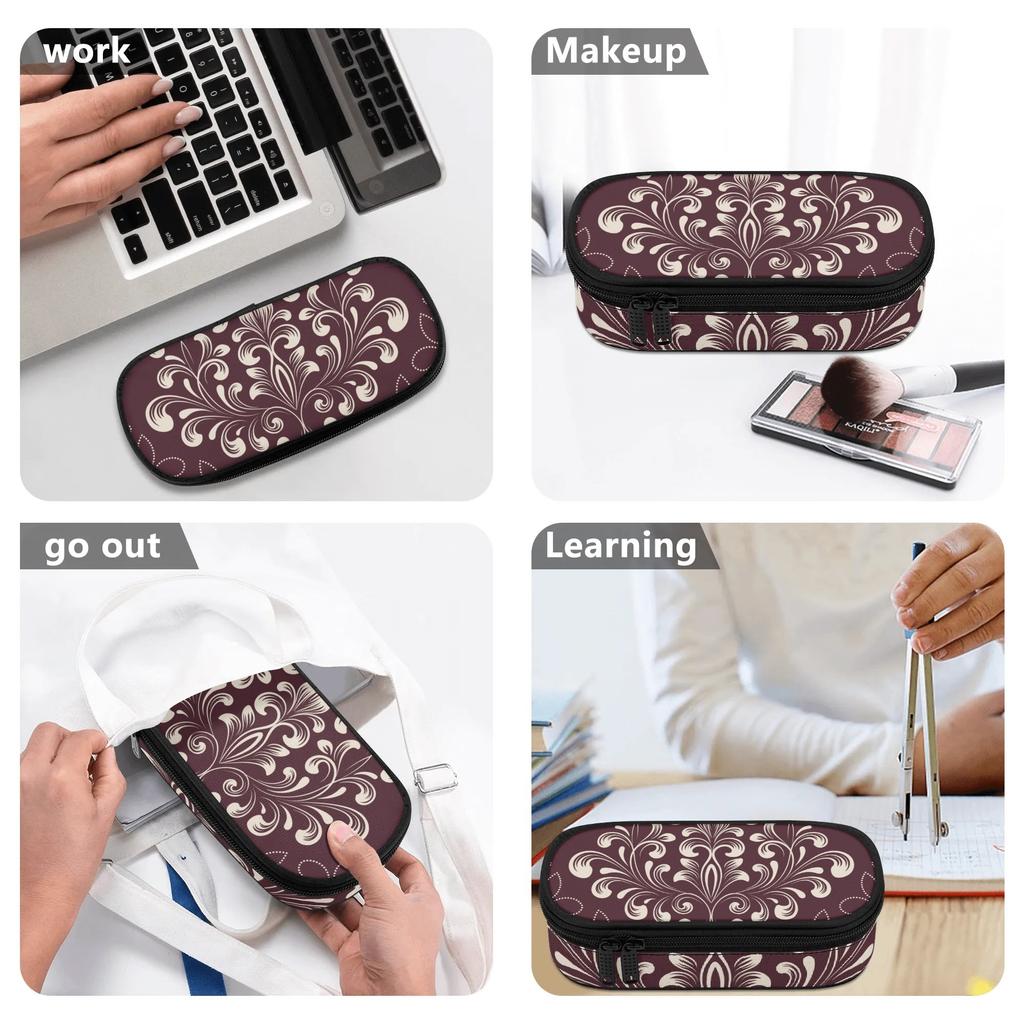Pencil Bag Lightweight 300D Polyester Zipper Closure with Main Compartment Mesh Pocket and Pen Slots for School and Study