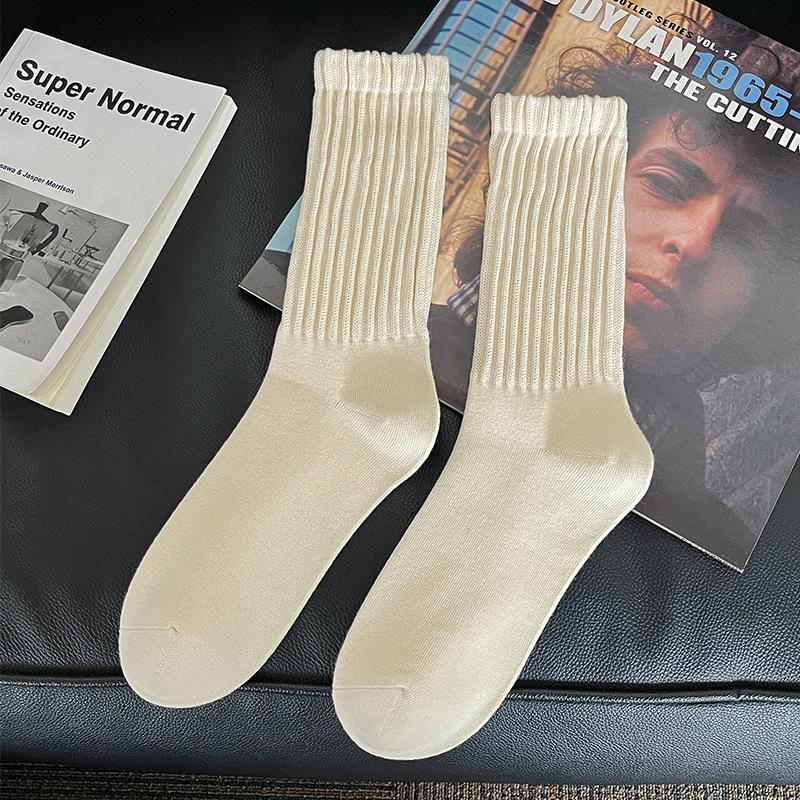 

Бесшовные однотонные высокие носки, мужские хлопковые носки, влагопоглощающие, дышащие, повседневные средней высоты, длинные носки 1 pair бежевый