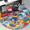 1pc Sonic the Hedgehog Anime Cartoon Design Round Carpet  Office Chair Mat, NonSlip Rug for Home Decor, Living Room, Bedroom