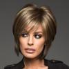 Women's Fashion Front Lace Short Mixed Color Straight Wig with Air Bangs