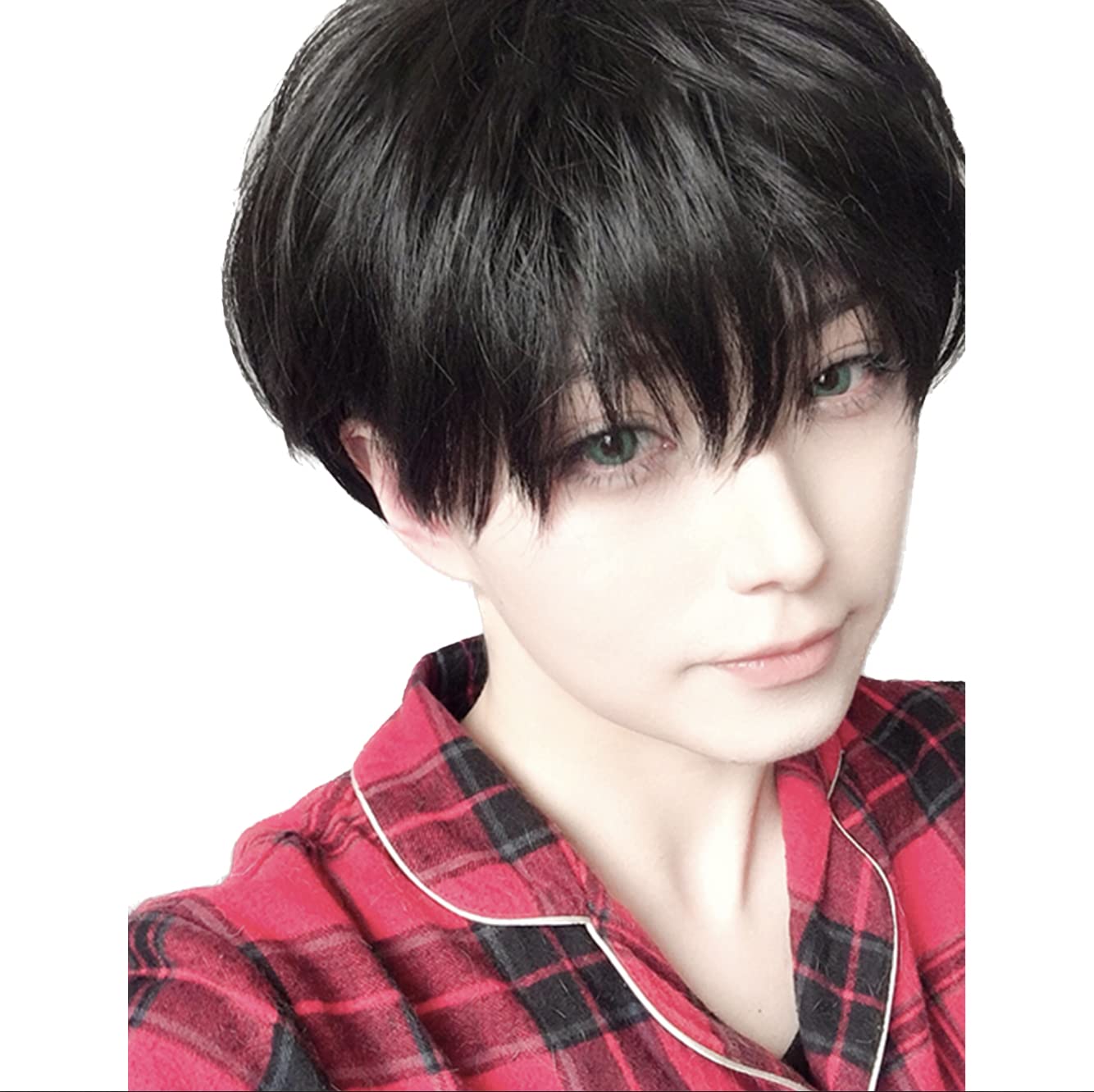 

INMAN Wig for Short Heat Comes with Comb and Net Men, Cross-dressing Wig, Short, Hair, Stylish, Natural, Resistant, (Black (28))