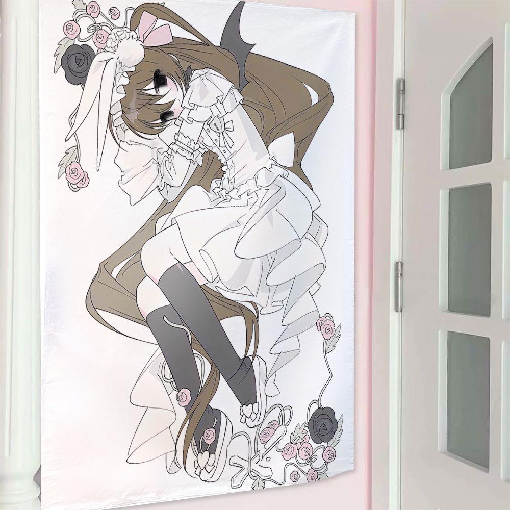 Ins Style Girl Hanging Cloth Cartoon Dormitory Bedroom Bedside Tapestry Wall Background Cloth House Decoration Cloth