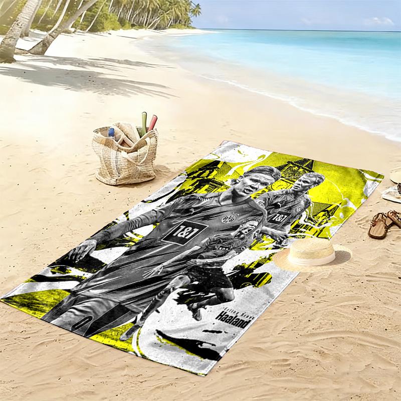 Football Star Action Dynamic Pose Beach Towel Portable For Travel Soft Quickdrying Swim Towel Absorbent Bath Towel Seaside Printing