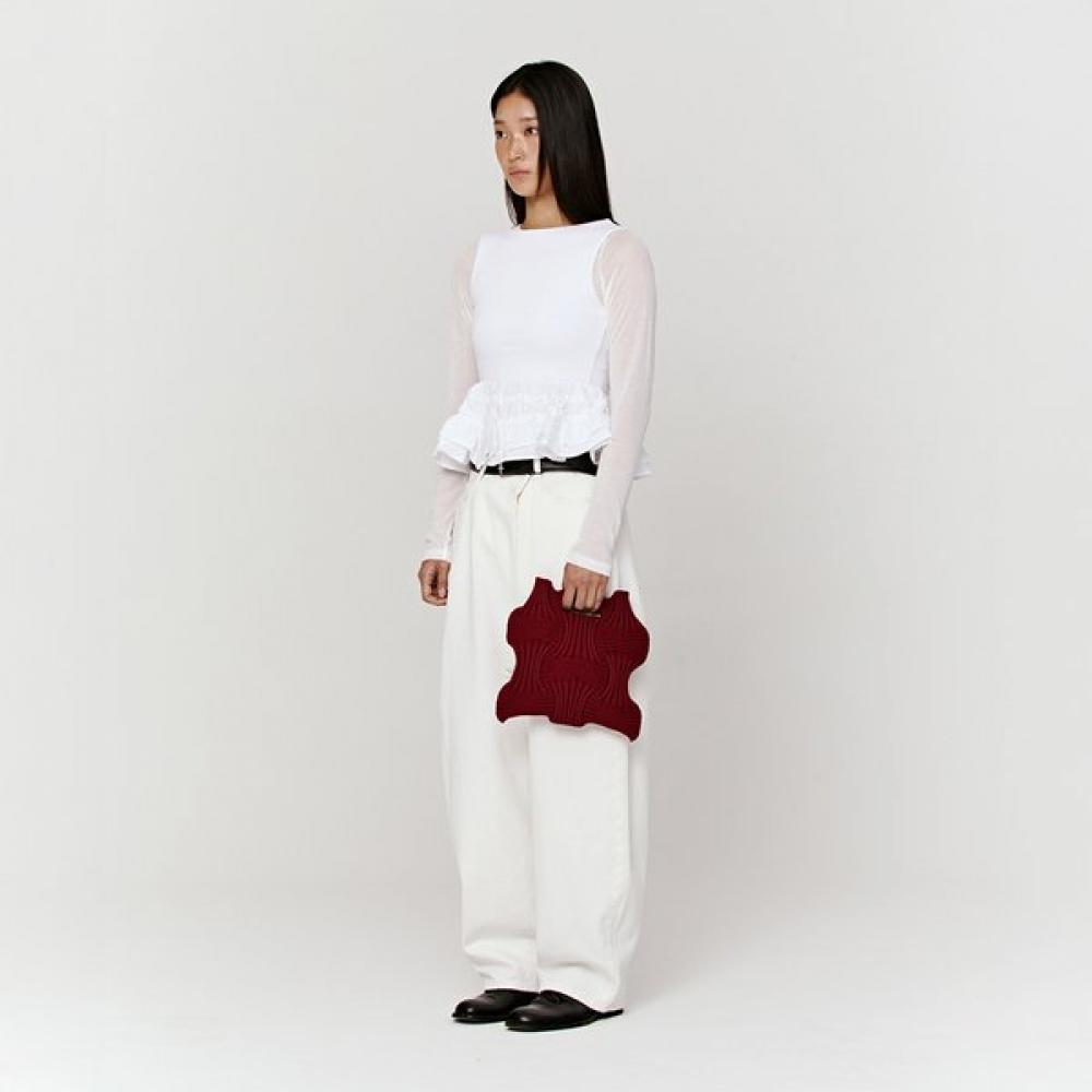 Pleatsmama Burgundy New Bow Bag