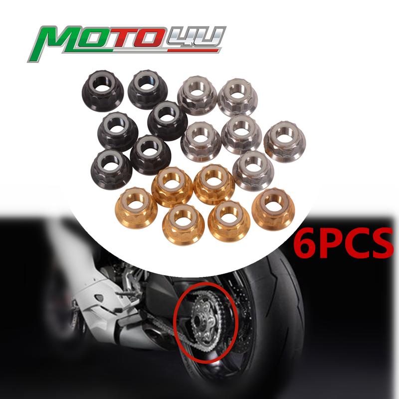 6PCS For Ducati Panigale 1199/1199S 1299/1299S V4/V4S V2 Streetight V4 Motorcycle Titanium alloy Rear Sprocket Wheel Nuts