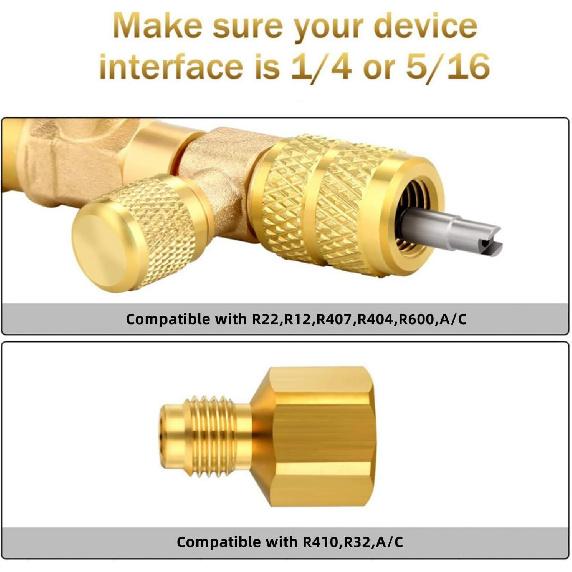 R410A R22 AC Valve Core Remover Installer Tool, Valve Core Remover, Dual Size 1/4"-5/16" Port HVAC Valve Core Removal Installer for Refrigeration Air