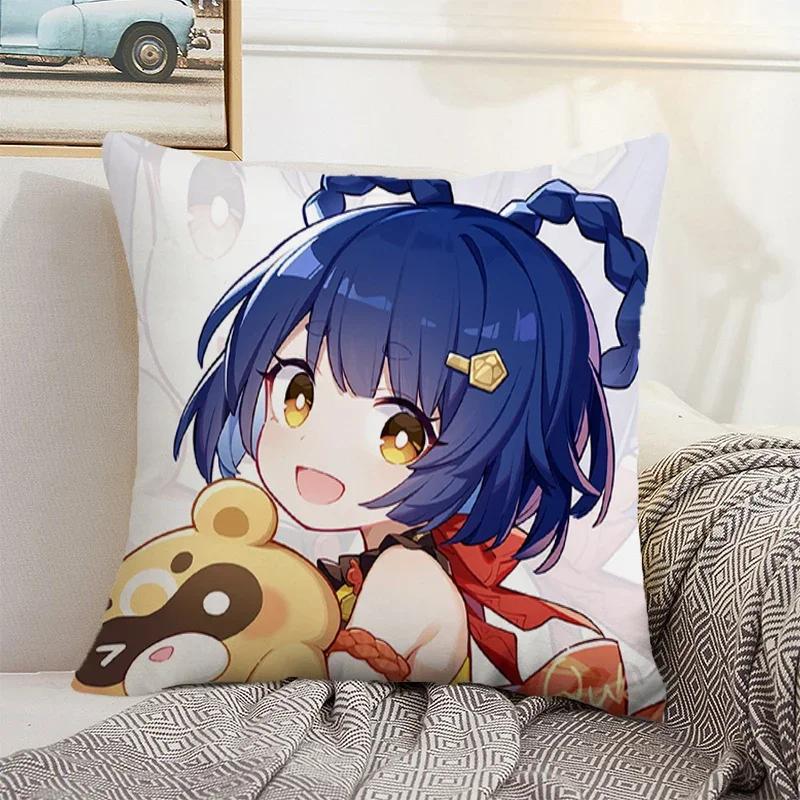Genshin Impact Cushion Cover 45*45 Pillow Covers Decorative Sofa Cushions Pillowcase  Pillows Decor Home Pillowcases