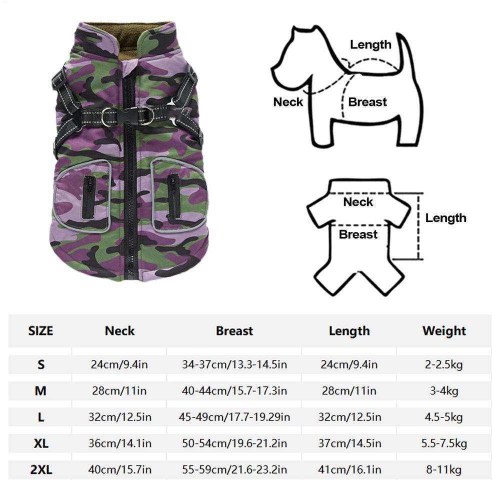 Reflective Winter Dog Clothes For Pet Waterproof Warm Dog Vest With Built-in Harness Puppy Ski Coats Jackets Pets Supplies