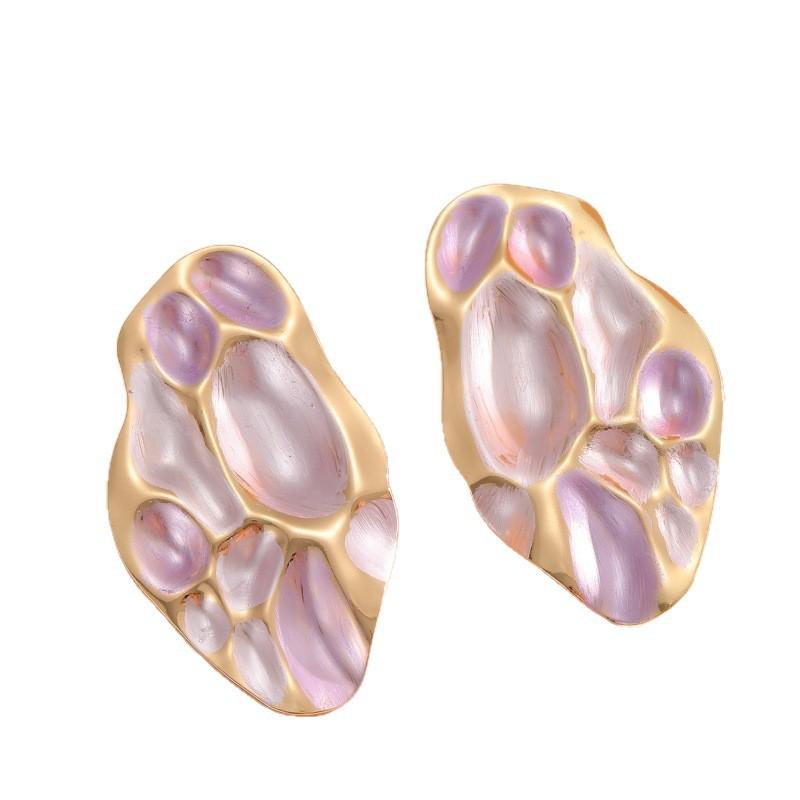 European and American stainless steel special-shaped concave earrings, personalized light luxury, high-end design studs