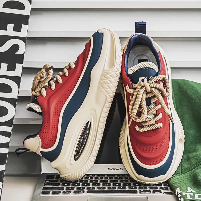 Fashion Men's Casual Sports Shoes, Fashionable Thick Soled Skateboarding Shoes, Trendy and Comfortable Men's Shoes Suitable for Outdoor