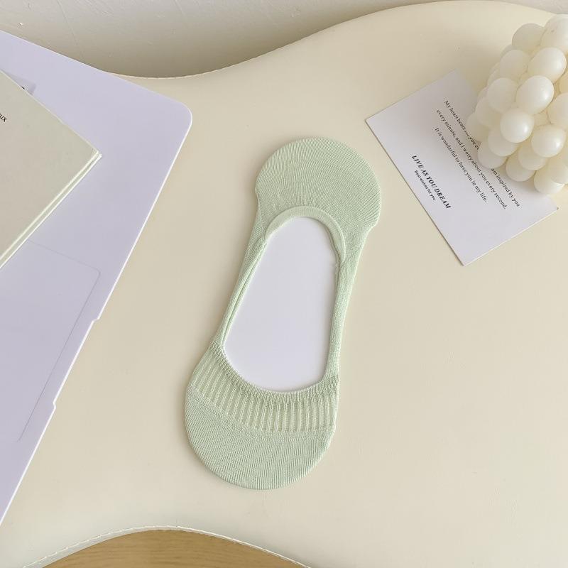 Female Summer Thin Cotton Pure Color Simple Non Slip Heel Boneless Shallow Mouth Invisible Socks