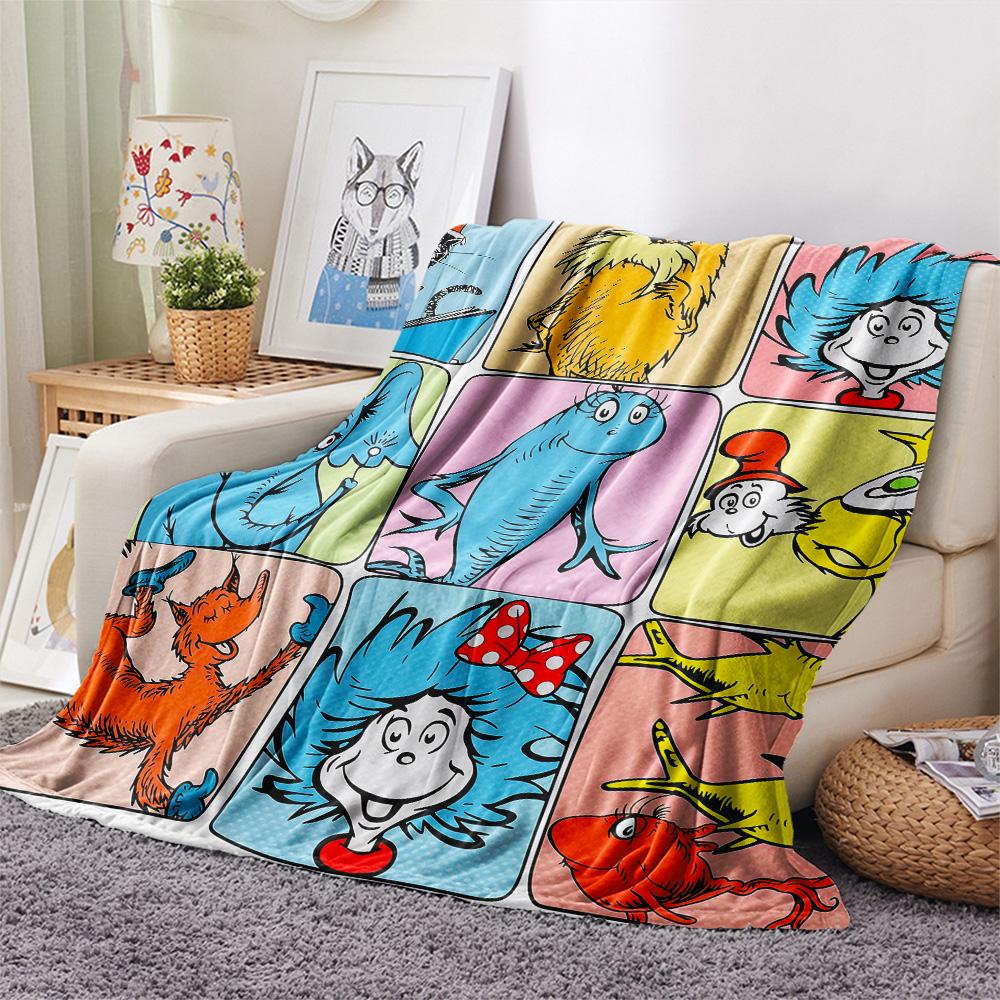 The Cat in the Hat Flannel Blanket, High quality Comfortable for All Seasons, Home Decor, Warmth and Comfort