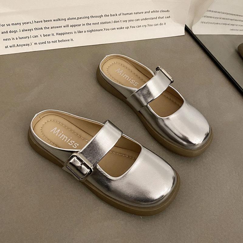 Baotou half slippers women's outer wear 2025 spring new popular soft bottom comfortable and versatile flat bottom Mary Jane cool slippers