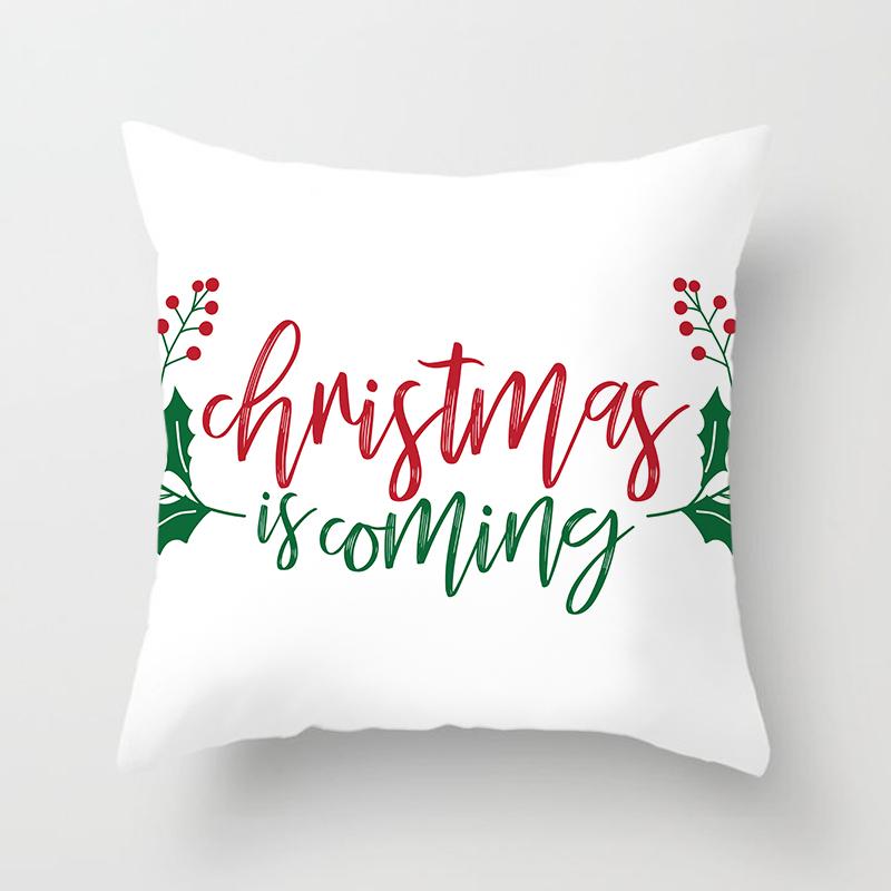 Merry Christmas Printed White Pillowcase  Style Cushion Cover Home Sofa Decoration